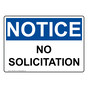OSHA NOTICE No Solicitation Sign ONE-4905