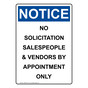 Portrait OSHA NOTICE No Solicitation Salespeople & Sign ONEP-33377