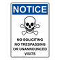 Portrait OSHA NOTICE No Soliciting No Trespassing Sign With Symbol ONEP-33421