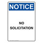 Portrait OSHA NOTICE No Solicitation Sign ONEP-4905