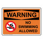 OSHA WARNING No Swimming Allowed Sign With Symbol OWE-7786