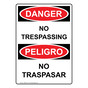 English + Spanish OSHA DANGER No Trespassing Sign ODB-4919