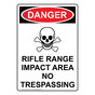 Portrait OSHA DANGER Rifle Range Impact Sign With Symbol ODEP-8432
