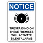 Portrait OSHA NOTICE Trespassing On These Premises Sign With Symbol ONEP-35125