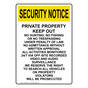 Portrait OSHA SECURITY NOTICE Private Property Keep Out No Hunting Sign OUEP-34872