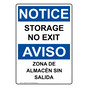 English + Spanish OSHA NOTICE Storage No Exit Sign ONB-8465