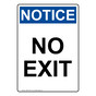 Portrait OSHA NOTICE No Exit Sign ONEP-33307