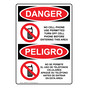 English + Spanish OSHA DANGER No Cell Phone Use In Area Sign With Symbol ODB-9550