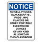 Portrait OSHA NOTICE No Portable Electronic Devices Sign ONEP-14112