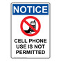 Portrait OSHA NOTICE Cell Phone Use Is Sign With Symbol ONEP-38095
