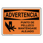 Spanish OSHA WARNING Pinch Point Keep Back Sign With Symbol - OWS-5255