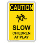 Portrait OSHA CAUTION Slow Children At Play Sign With Symbol OCEP-15526