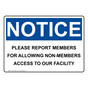 OSHA NOTICE Please Report Members For Allowing Non-Members Sign ONE-35486