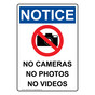 Portrait OSHA NOTICE No Cameras No Photos Sign With Symbol ONEP-35158
