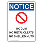 Portrait OSHA NOTICE No Gum No Metal Cleats Sign With Symbol ONEP-35467