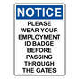 Portrait OSHA NOTICE Please Wear Your Employment Id Badge Sign ONEP-9578