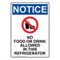 Portrait OSHA NOTICE No Food Or Drink Allowed Sign With Symbol ONEP-9583