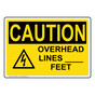 OSHA CAUTION OVERHEAD LINES ____ FEET Sign with Symbol OCE-50024