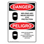 English + Spanish OSHA DANGER Welding Arc Eye Protection Sign With Symbol ODB-6610
