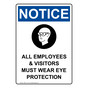 Portrait OSHA NOTICE All Employees & Visitors Sign With Symbol ONEP-1170