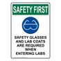 Portrait OSHA SAFETY FIRST Safety Glasses And Sign With Symbol OSEP-36351