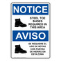 English + Spanish OSHA NOTICE Steel Toe Shoes Required Area Sign With Symbol ONB-5885