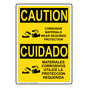 English + Spanish OSHA CAUTION Corrosive Materials Sign With Symbol OCB-2010