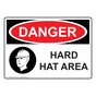 OSHA DANGER Hard Hat Area Sign With Symbol ODE-3445