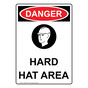 Portrait OSHA DANGER Hard Hat Area Sign With Symbol ODEP-3445
