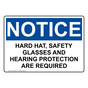 OSHA NOTICE Hard Hat, Safety Glasses And Hearing Protection Sign ONE-36096