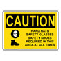 OSHA CAUTION Hard Hats Safety Glasses Shoes Required Sign With Symbol OCE-3455