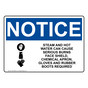 OSHA NOTICE Steam And Hot Water Can Cause Sign With Symbol ONE-36408