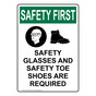Portrait OSHA SAFETY FIRST Safety Glasses And Sign With Symbol OSEP-36355