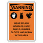 Portrait OSHA WARNING Wear Splash Goggles Sign With Symbol OWEP-6590
