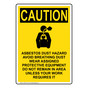 Portrait OSHA CAUTION Asbestos Dust Hazard Sign With Symbol OCEP-1310