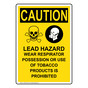 Portrait OSHA CAUTION Lead Hazard Wear Respirator Sign With Symbol OCEP-4255