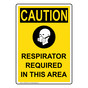 Portrait OSHA CAUTION Respirator Required Sign With Symbol OCEP-5535