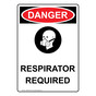 Portrait OSHA DANGER Respirator Required Sign With Symbol ODEP-5530