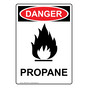 Portrait OSHA DANGER Propane Sign With Symbol ODEP-5385