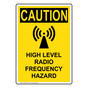 Portrait OSHA CAUTION High Level Radio Frequency Sign With Symbol OCEP-8153