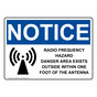 OSHA NOTICE Radio Frequency Hazard Danger Sign With Symbol ONE-36593