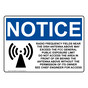 OSHA NOTICE Radio Frequency Fields Near Sign With Symbol ONE-36598