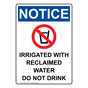 Portrait OSHA NOTICE Irrigated With Reclaimed Sign With Symbol ONEP-36810