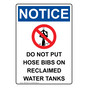 Portrait OSHA NOTICE Do Not Put Hose Bibs On Reclaimed Water Tanks Sign With Symbol ONEP-36818