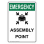 Portrait OSHA EMERGENCY Assembly Point Sign With Symbol OEEP-25666