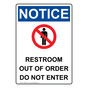 Portrait OSHA NOTICE Restroom Out Of Order Sign With Symbol ONEP-37447