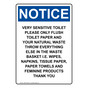 Portrait OSHA NOTICE Very Sensitive Toilet Please Only Sign ONEP-37066