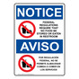 English + Spanish OSHA NOTICE No Food In Restroom Sign With Symbol ONB-3015