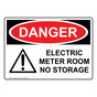 OSHA DANGER Electric Meter Room No Storage Sign With Symbol ODE-2680