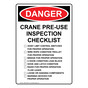 Portrait OSHA DANGER Crane Pre-Use Inspection Sign ODEP-28304
